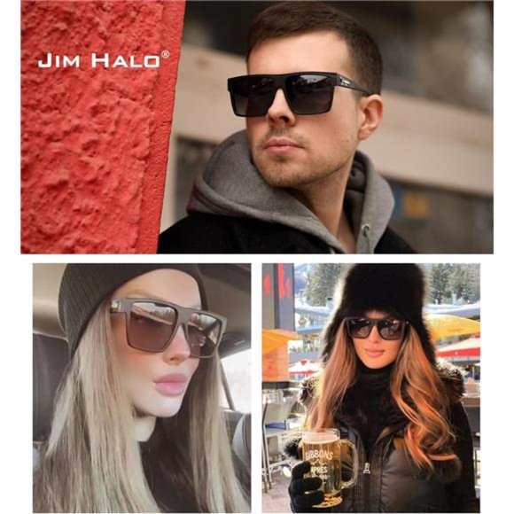 Retro Polarized Sunglasses Men Women 1 Black Frame / Polarized Gradient Grey Len - Picture 2 of 6